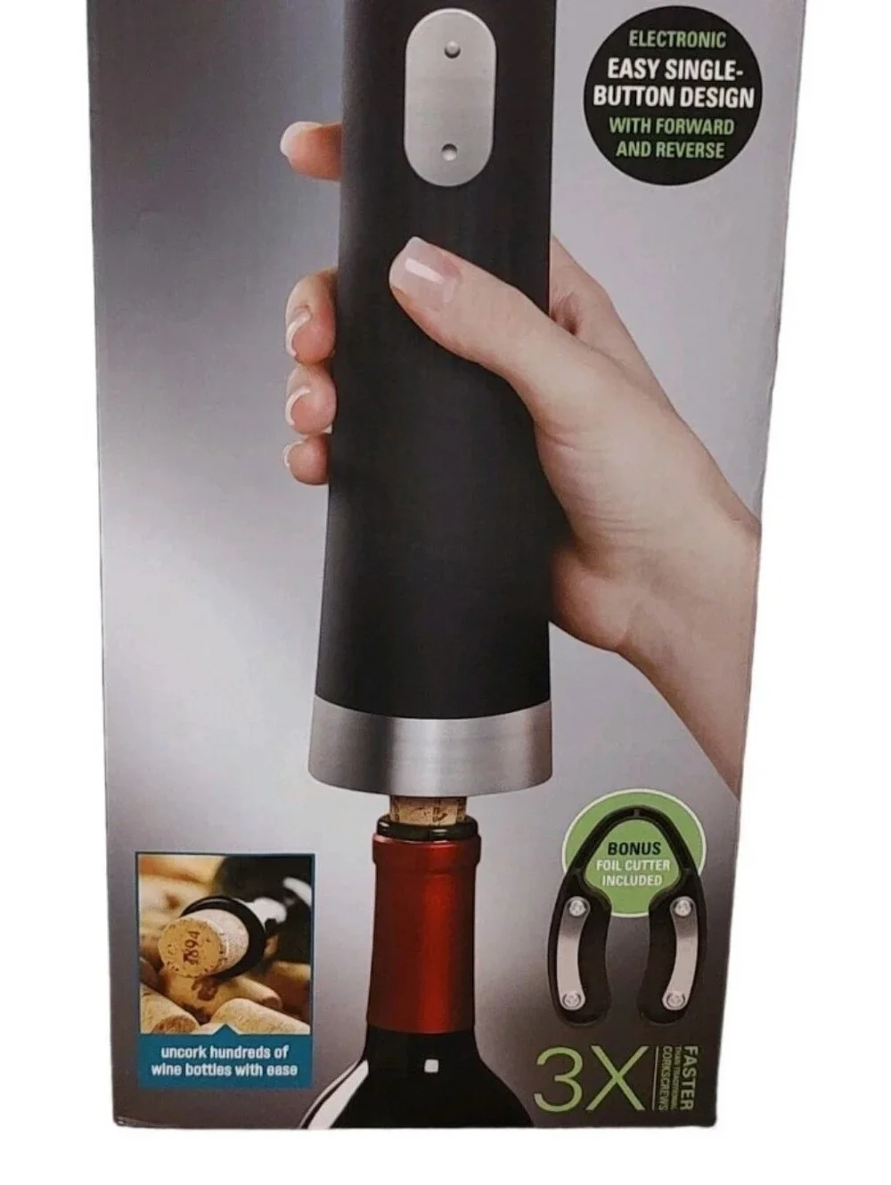 NEW Emerson Automatic Wine Bottle Opener Battery Operated Corkscrew & Cutter
